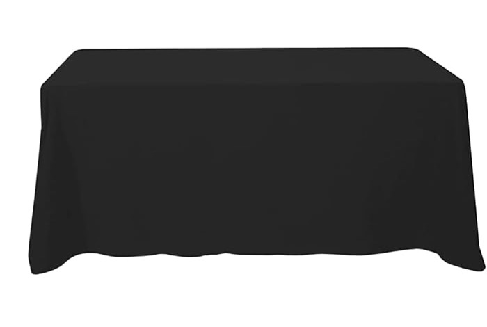 Linen, black, rectangle, 90